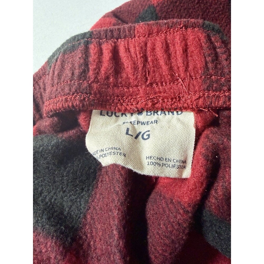 Lucky Brand Sleep Pant Men’s Red Black Flannel Elastic Waist Pockets Size L - Picture 3 of 7